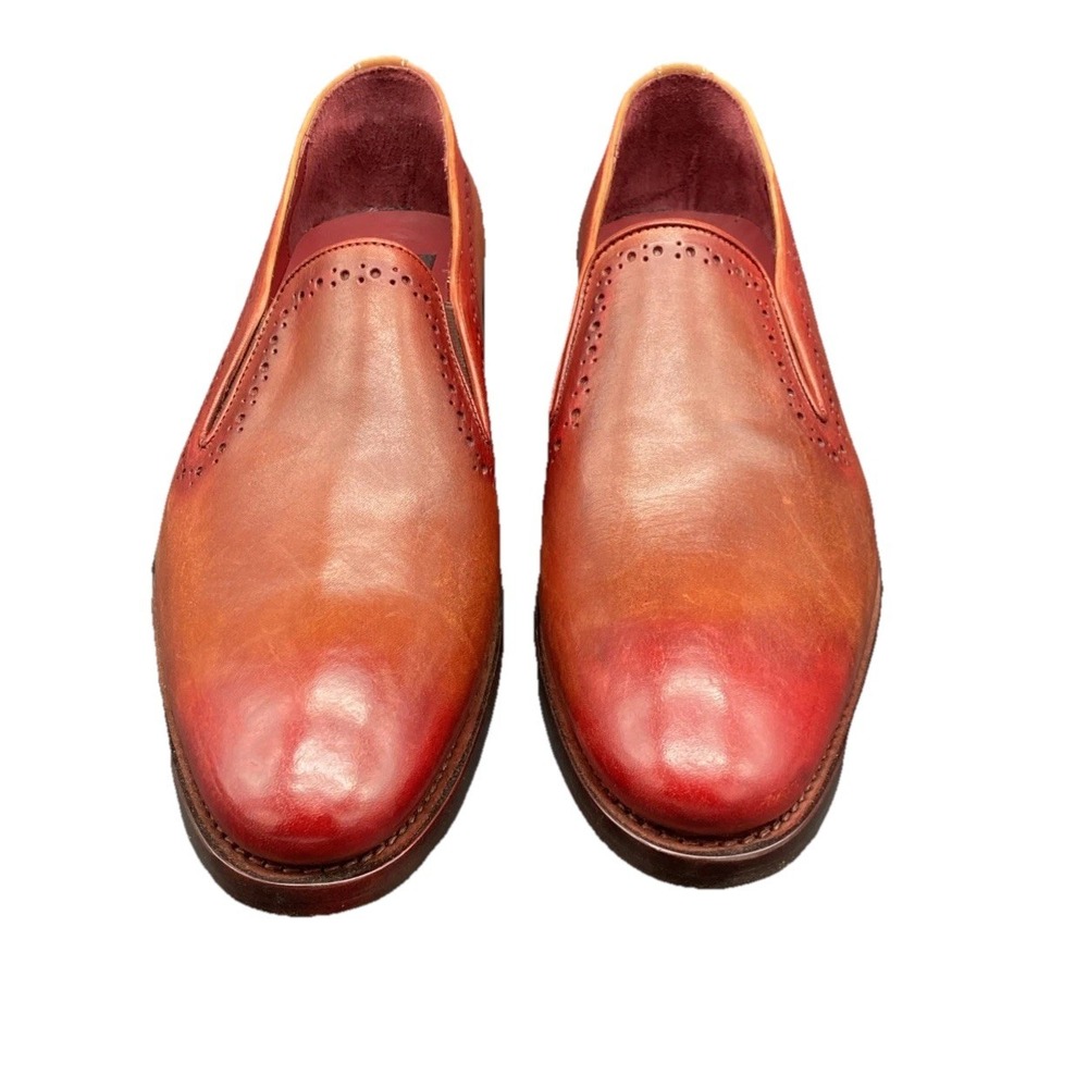 Zanni Perugia men's 8  Hand made in  Italy Red slip on‎ loafers 500$+ Retail